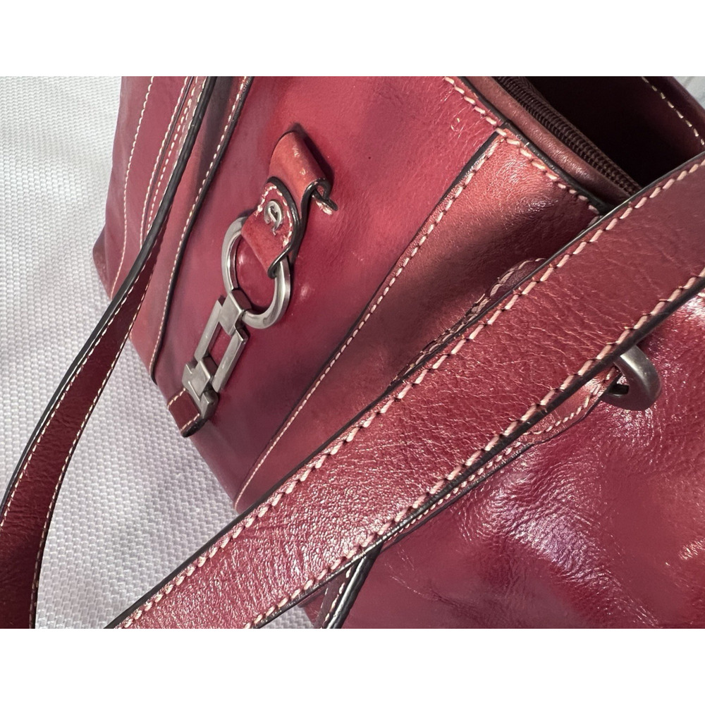 ETIENNE AIGNER Horseshoe‎ Brown Red VTG Leather Shoulder Bag Quiet Luxury - Picture 12 of 16